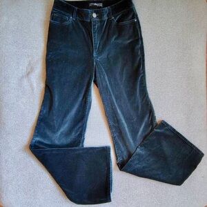 Peruvian Connection Velvet Pants Boot Cut Women Sz 2 Blue Stretch